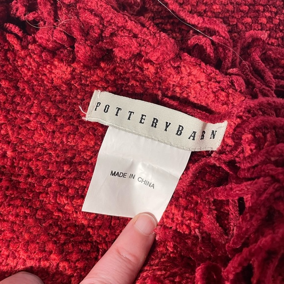 Pottery Barn Red Chenille Throw Blanket Rayon/Cotton 50 X 60” - Picture 2 of 5